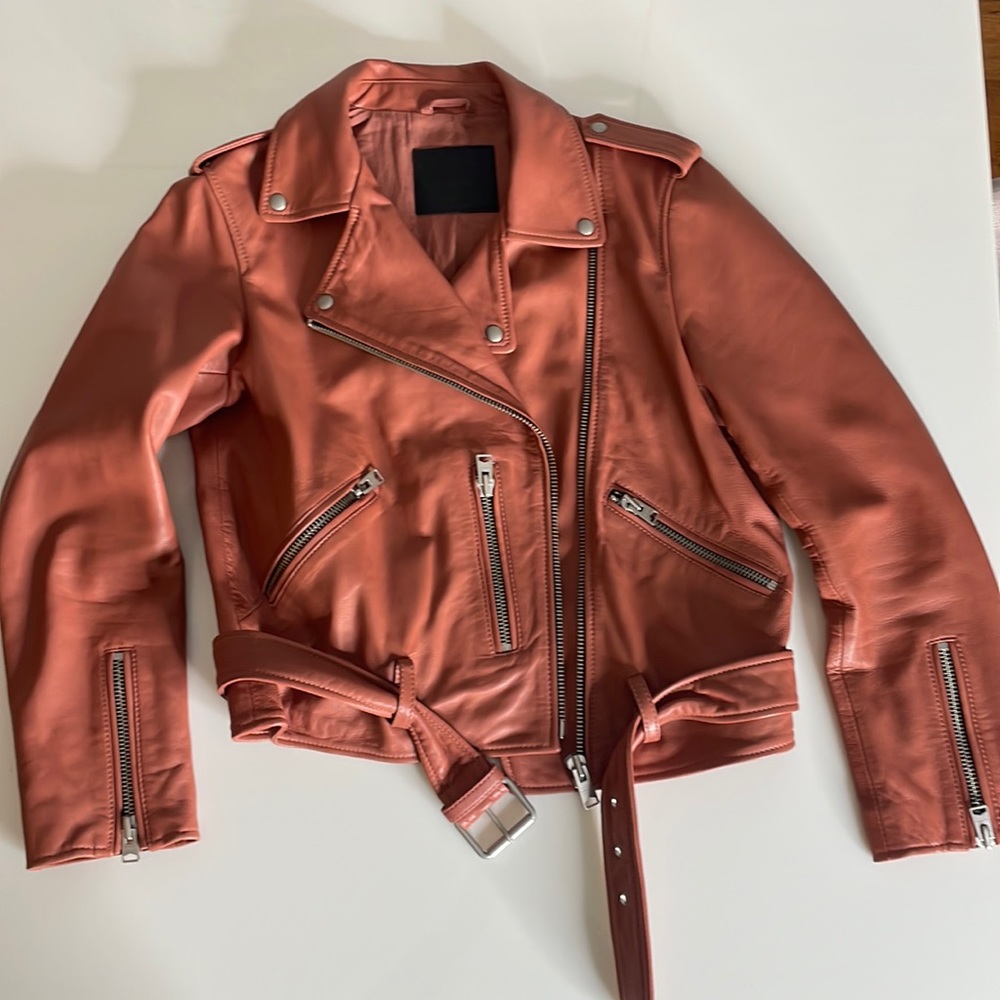 AllSaints Women’s Balfern Leather Biker Jacket size US 10